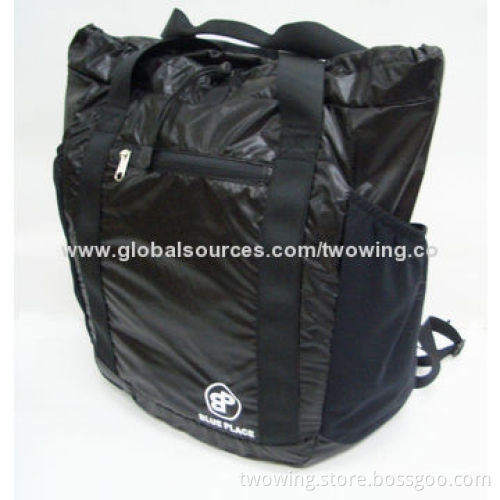 Light weight backpack with one main compartment, could use be handle bag as well, 30D nylon fabric
